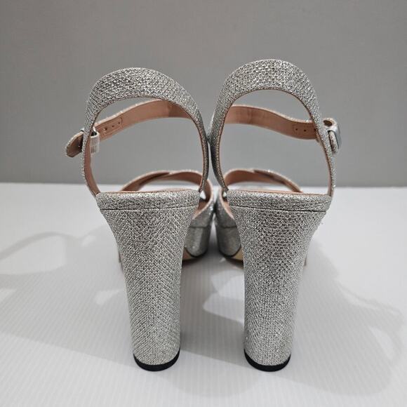 NEW Cole Haan Riannon Platform Heel Womens 10 Silver Glitter Block Heel Evening - Picture 9 of 14